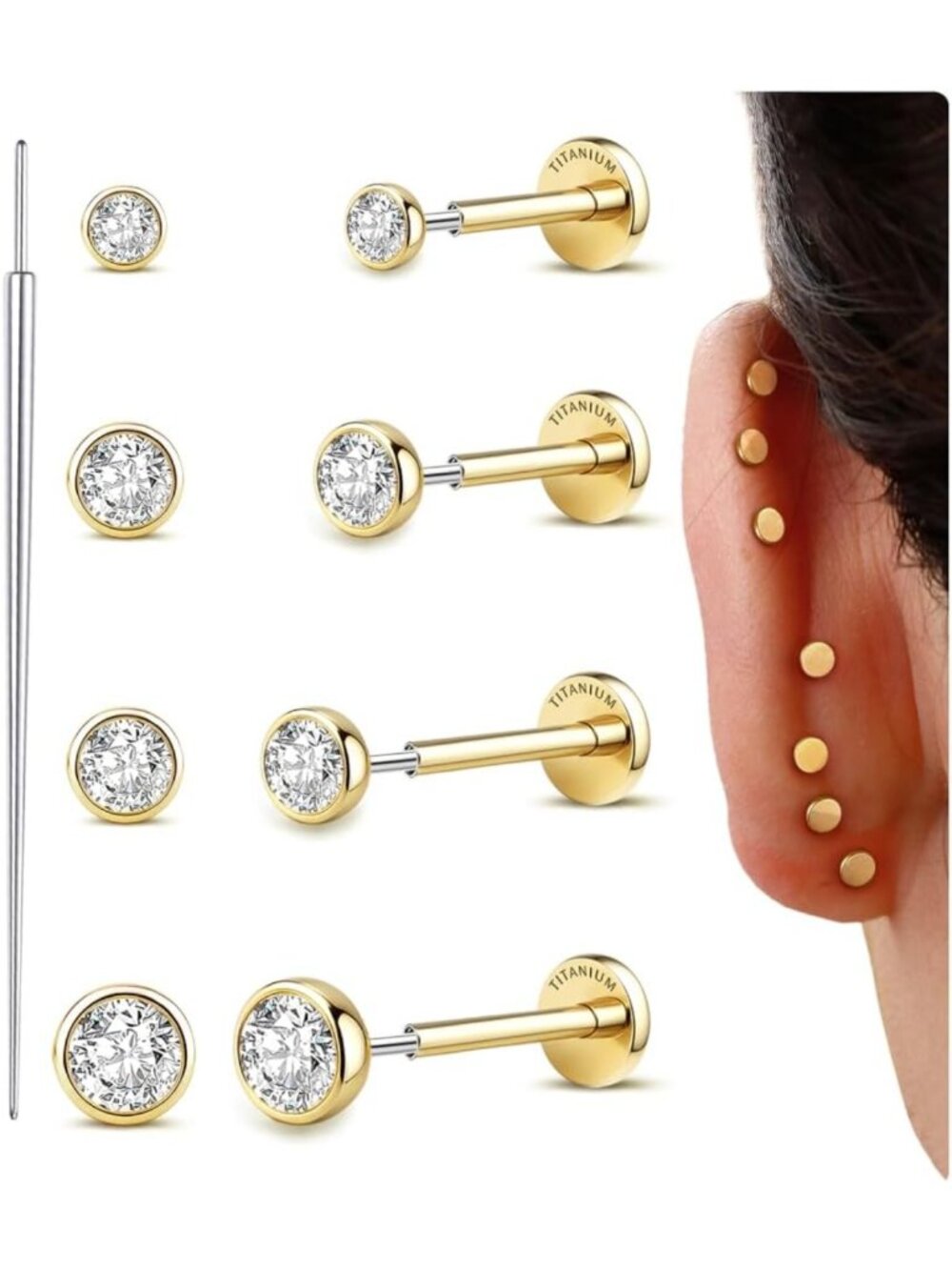 Implant Grade Titanium Flat Back Earrings - 16G/18G/20G, Hypoallergenic